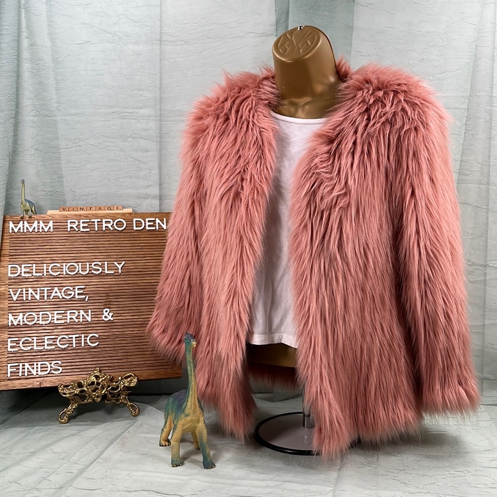 River Island Bubblegum Pink Faux Fur Lightweight Unlined Jacket | NWT | US 2P